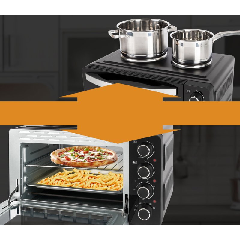 CLATRONIC unité de cuisine KK 3786, 2 plaques de cuisson, 28 litres espace cuisson, noir